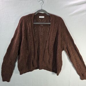 LC Lauren Conrad Chocolate Open-Front Cardigan Size Large